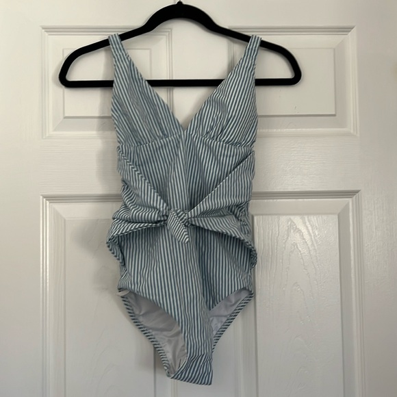 NWT Shoshanna Pinstripe Tie Waist One Piece Swimsuit - Picture 3 of 6